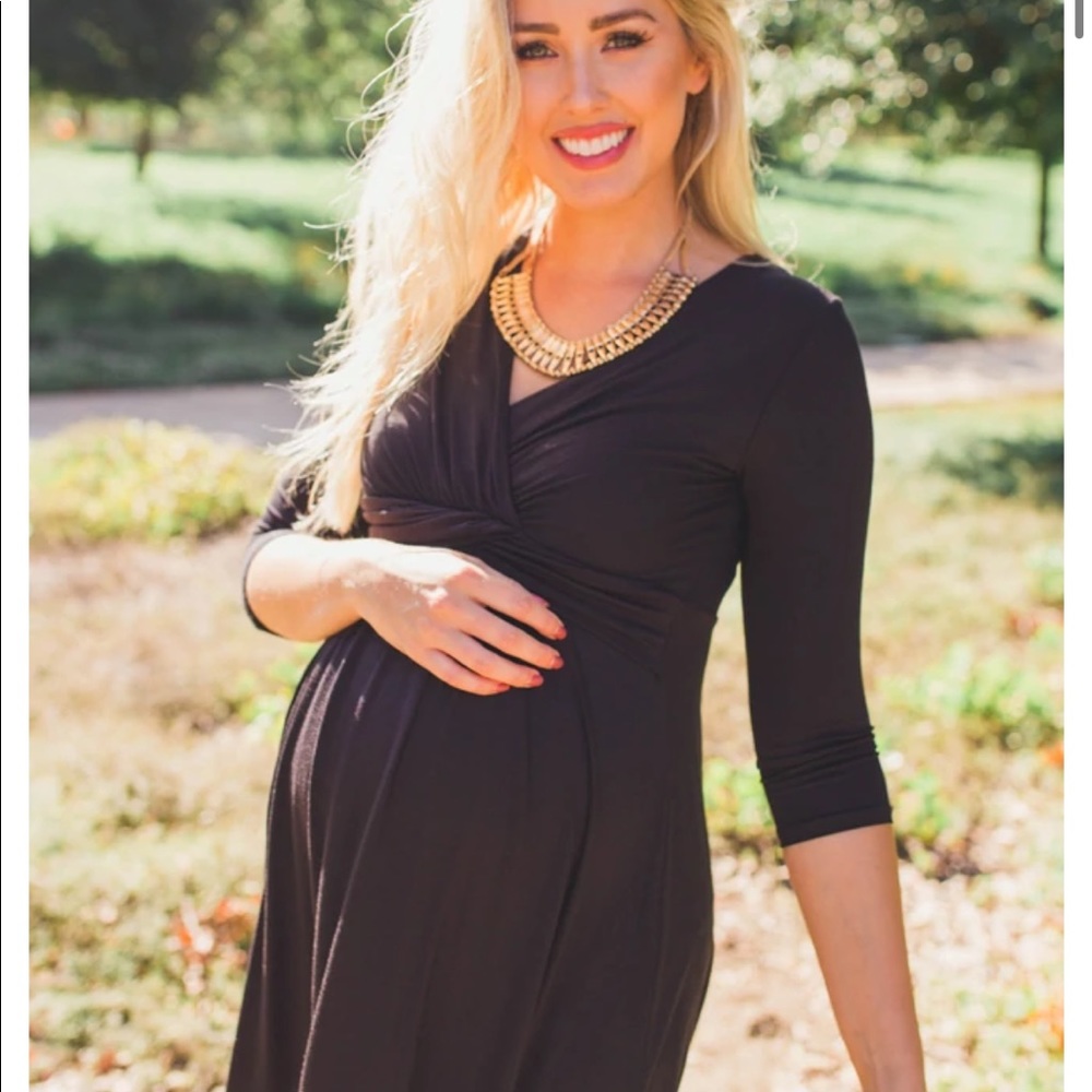PinkBlush maternity faux wrap dress - Black